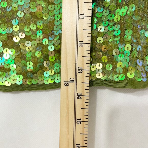Vintage Y2K Forever 21 Green Iridescent Sequin Shrug Bolero Cropped - LARGE - Picture 4 of 4